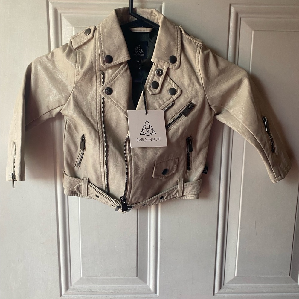 Kids Tan Biker Jacket
